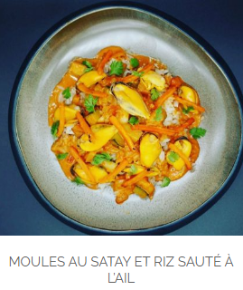 MOULES AU SATAY ET RIZ SAUTE